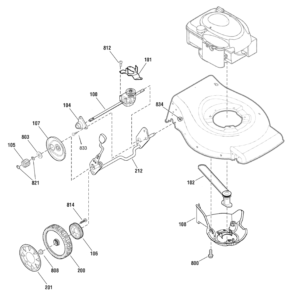 Drive Group Diagram and Parts List for 881023-MX550 2010 Briggs and Stratton Lawn Mower